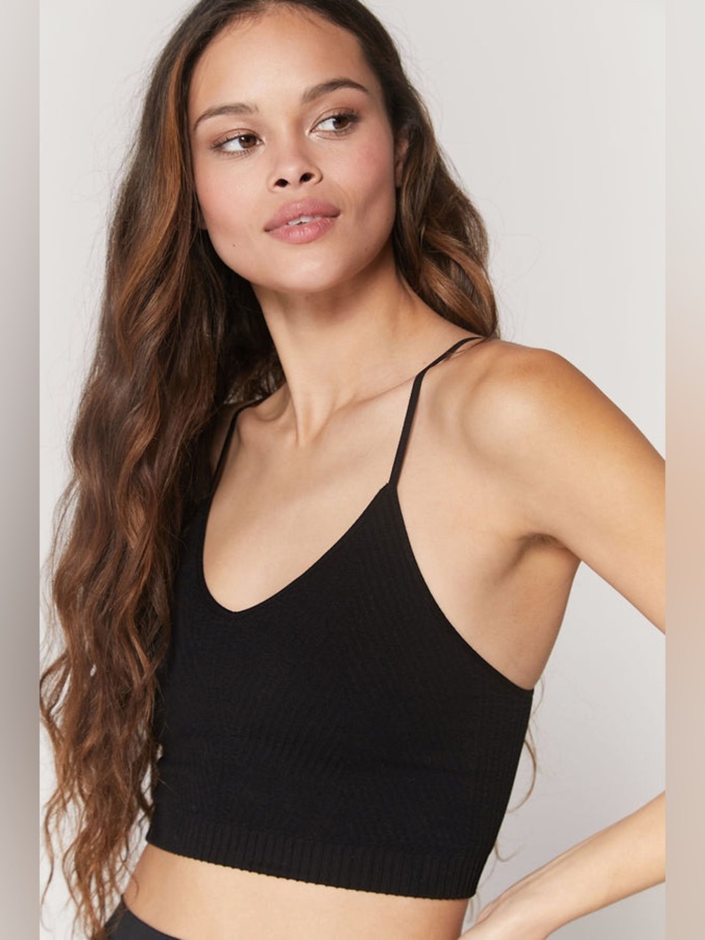 Spiritual Gangster Row Seamless Crop / Active Brami — Black, XS/S